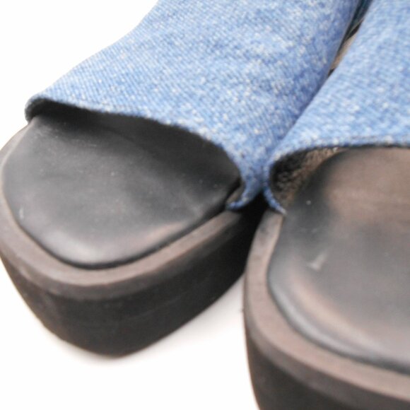 L.L. BEAN BLUE SLIDE SANDALS SHOES LEATHER LINING 6.5 SIZE HTF MADE IN MEXICO - Picture 9 of 11